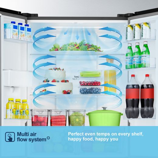 Fridgemaster American Fridge Freezer - Silver - Annotation - Multi air flow system
