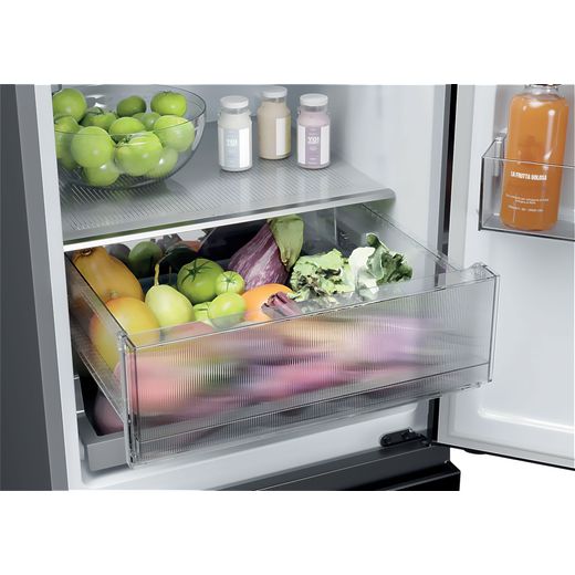 Haier HTR3518ENMXK Fridge Freezer Stainless Steel Effect - Close up drawer shot