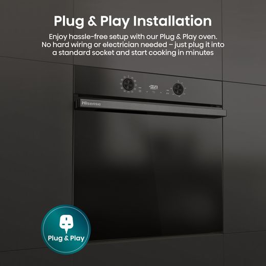 Hisense Hi2 HIPK2ABP60CE Built In Electric Single Oven and Ceramic Hob Pack - Annotation - plug and play shot
