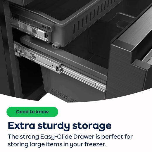 Hisense Pureflat Eclipse American Fridge Freezer - Black - AO Annotation - Easy-Glide-Drawer
