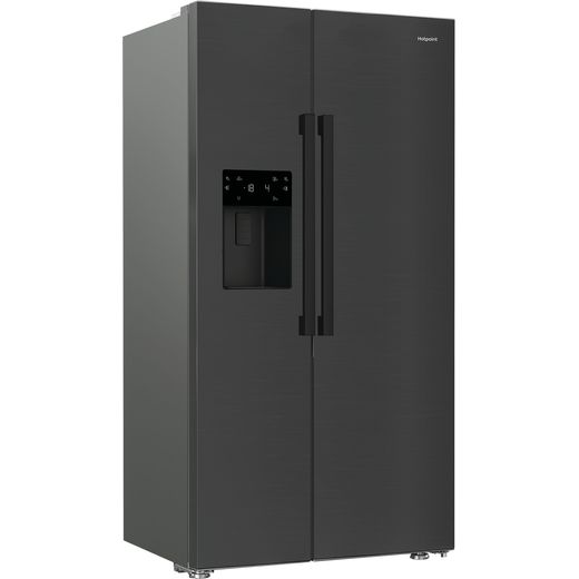 Hotpoint American Fridge Freezer - Black Stainless Steel - Right perspective