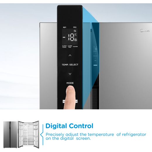 Midea American Fridge Freezer - Stainless Steel - annotation - digital control shot