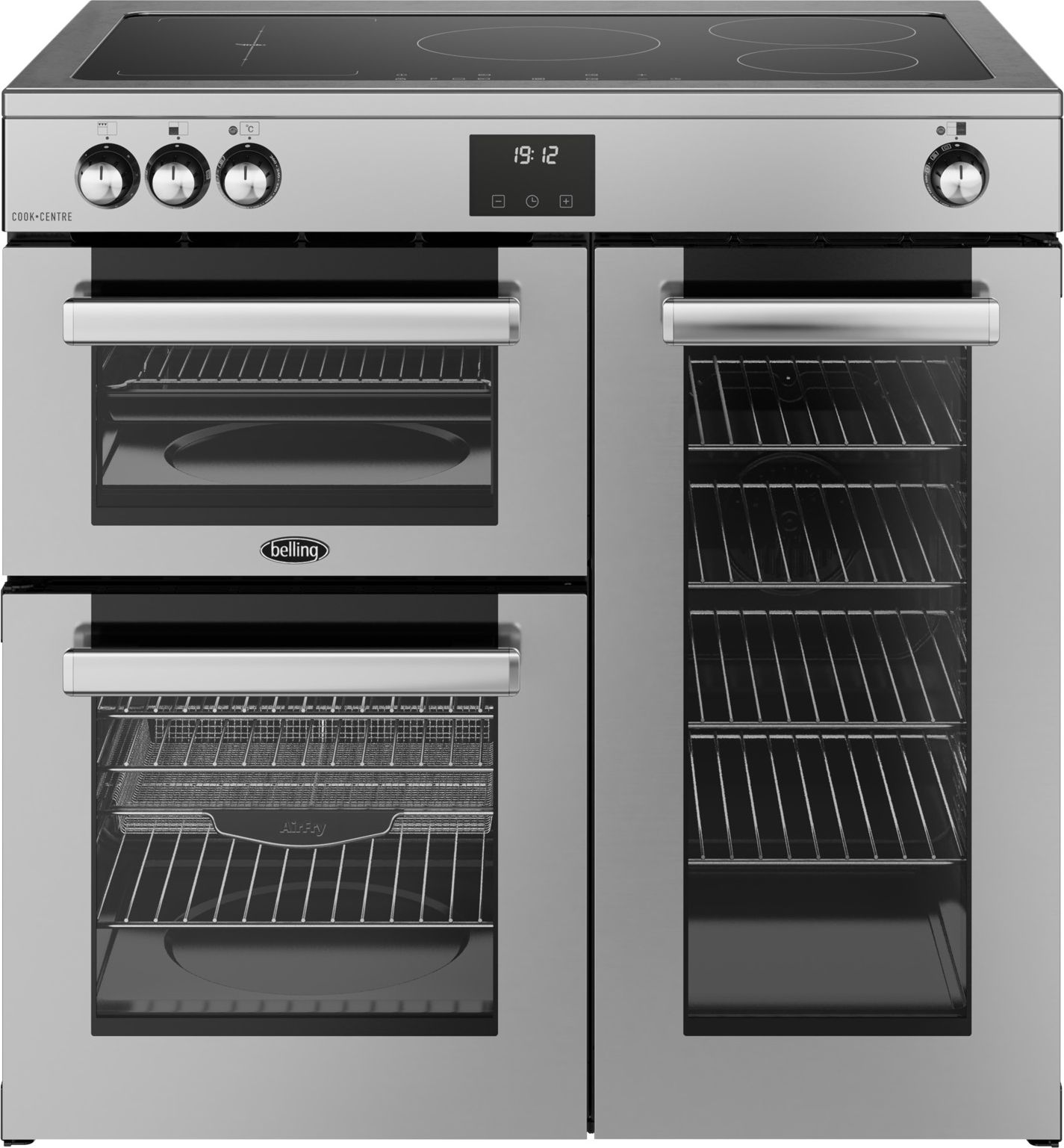 Image of Belling Cookcentre 90Ei 90cm wide Electric Range Cooker with Induction Hob - Stainless Steel - A/A Rated, Stainless Steel