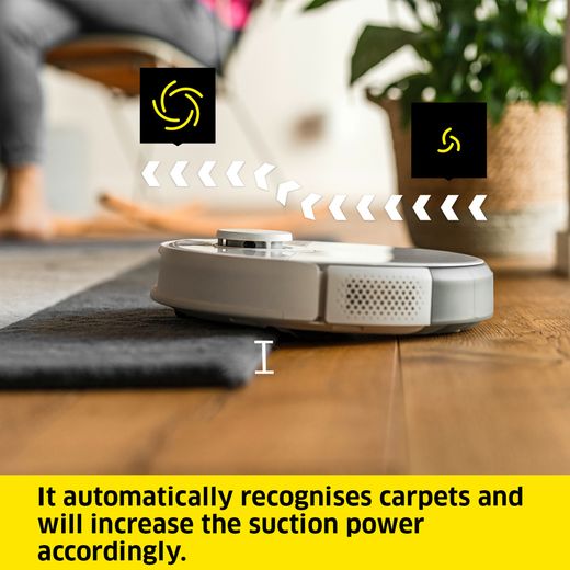 Kärcher RCV 5 Robotic Vacuum Cleaner - White - Annotation - Automatically recognises carpet and increases suction power accordingly
