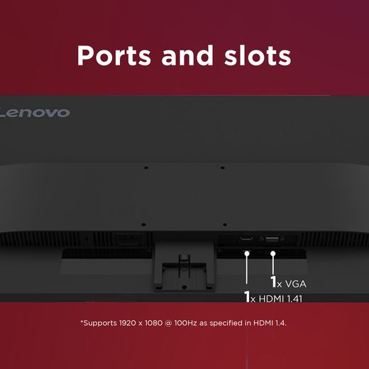Lenovo L27-4e 27" Full HD 100Hz Monitor - Raven Black - Annotation - Ports and slots shot