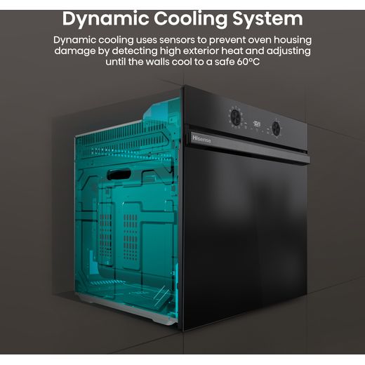 Hisense Hi2 BI622ABPGUK Built In Electric Single Oven - Jet Black - Annotation - Intuitive display push in dials