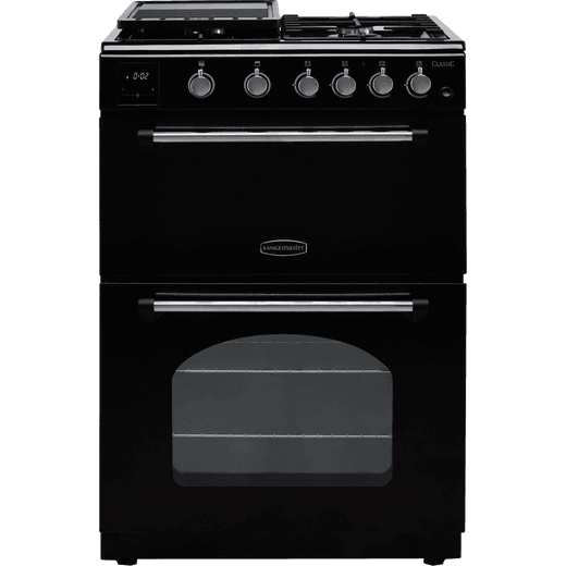 Rangemaster Classic 60 CLA60NGFBL/C Gas Cooker with Full Width Electric Grill - Black / Chrome - A+/A Rated