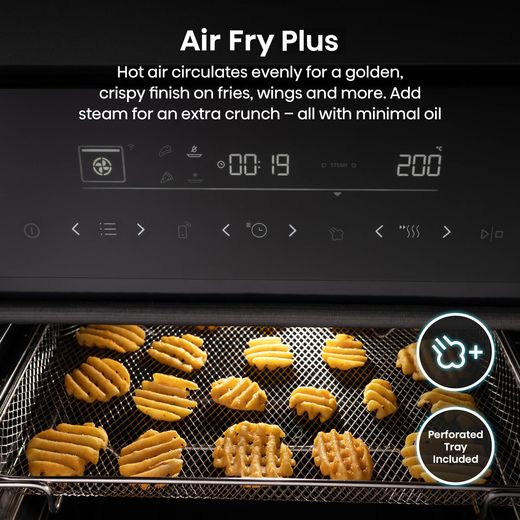 Hisense Hi6 BlackLine BSA66346PDBGUK Wifi Connected Built In Electric Single Oven with Pyrolytic Cleaning - Jet Black - Annotation - Air fry plus shot