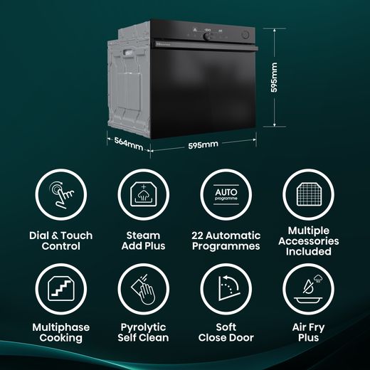 BSA66331PBDGUK Built In Electric Single Oven - annotation - dimensions and features