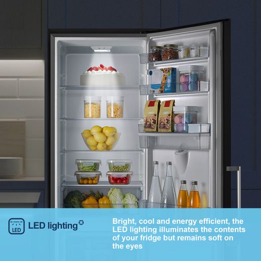 Fridgemaster MC55265DEB 180cm 70/30 Fridge Freezer - Black - Annotation - LED lighting