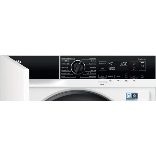 AEG 7000 Series Integrated 8Kg / 4Kg Washer Dryer - White - Control panel