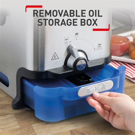 Tefal Oleoclean Pro 3.5 L FR804040 Deep Fryer - Silver - Annotation - Removable oil storage box