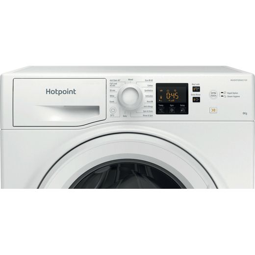 Hotpoint Anti-Stain NSWM 846 W UK 8kg Washing Machine with 1400 rpm - White - Control panel shot