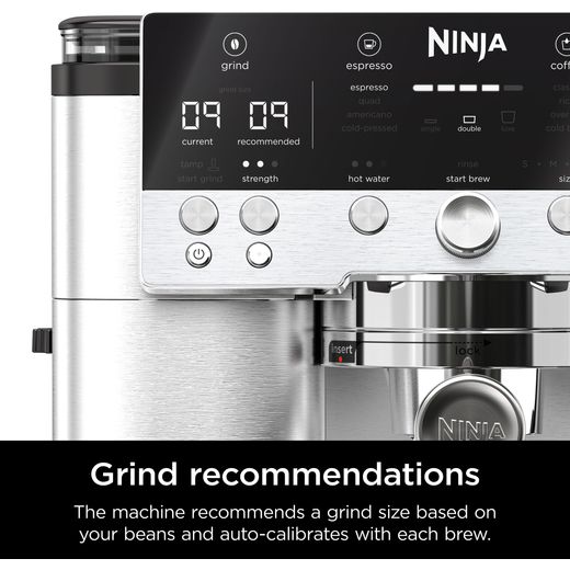 Ninja Luxe Café Premier Espresso Coffee Machine - Black / Stainless Steel - Annotation - Grind option