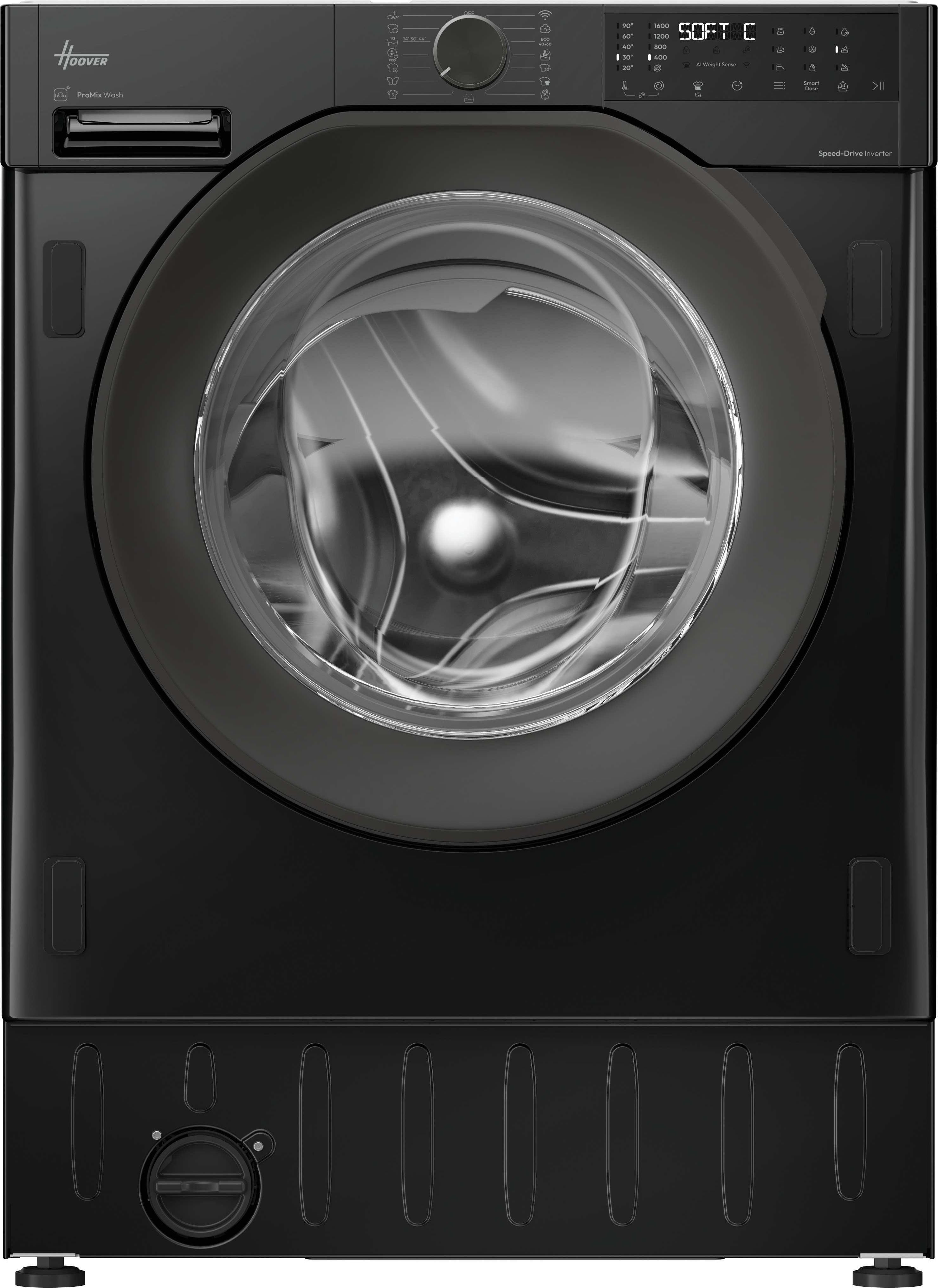 Image of Hoover H-WASH 400 Pro BH4S69M6DB9BJ-80 Integrated 9kg WiFi Connected Washing Machine with 1600 rpm - Black - A Rated, Black
