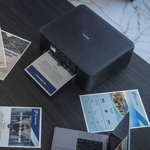 Brother 3-in-1 Compact Wireless Inkjet Printer - Black - printer on table shot 