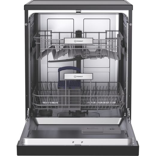 Indesit Standard Dishwasher - Black  - front with door open shot