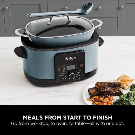 Ninja Foodi 8-in-1 PossibleCooker MC1001UK 8 Litre Multi Cooker - Sea Salt Grey - Annotation - Meals from start to finish shot