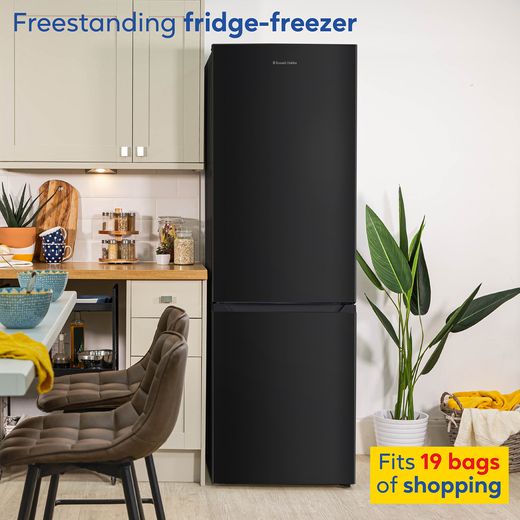 Russell Hobbs Frost Free Fridge Freezer - Black - Annotation - Fits 19 bags of shopping
