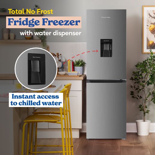 Russell Hobbs RH181TNF552E2SSWD 181cm 50/50 Frost Free Fridge Freezer - Stainless Steel - Annotation - water dispenser shot