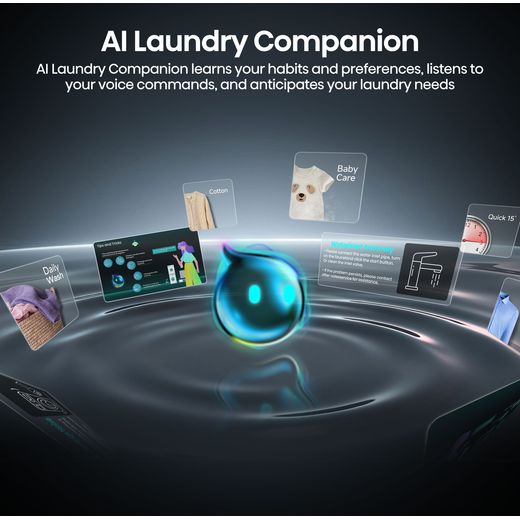 Hisense 3D Drying 7i Series DH7I108BBAB1 Wifi Connected Heat Pump Tumble Dryer - Black - Annotation - AI Laundry Companion