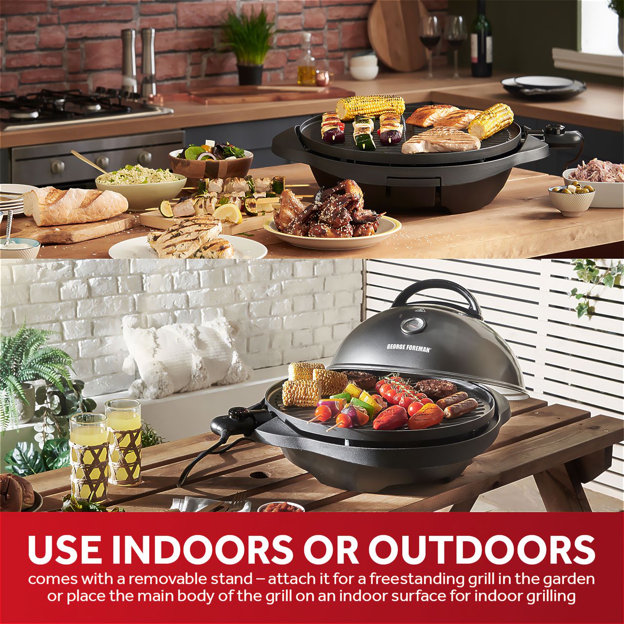 George Foreman Indoor/Outdoor Electric Grill - 15 Serving Capacity With Cover