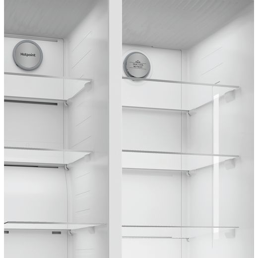 Hotpoint American Fridge Freezer with Water Dispenser - Silver - Internal shot
