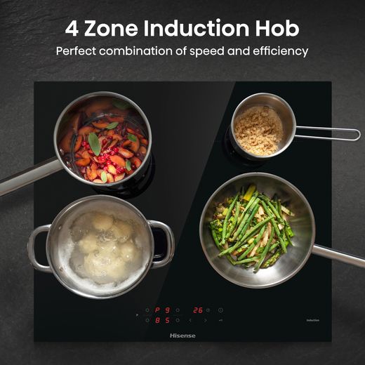 Hisense HIPKD6CB60IND Freestanding Electric Double Oven - Black - Annotation - induction hob shot
