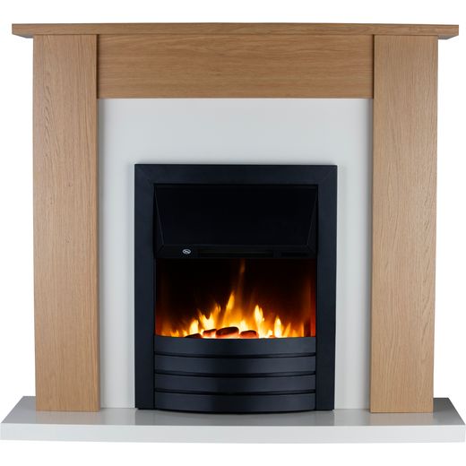Warmlite Winchester WL45042 Pebble Bed Suite And Surround Fireplace With Remote Control - Oak