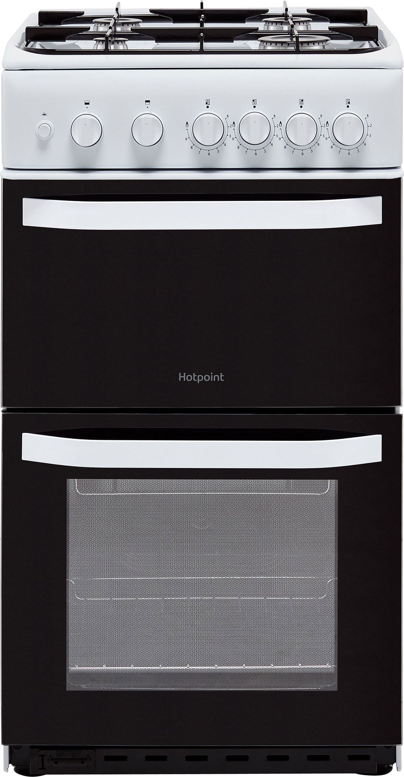 Hotpoint Cloe HD5G00KCW 50cm Freestanding Gas Cooker with Full Width Gas Grill - White - A Rated, White