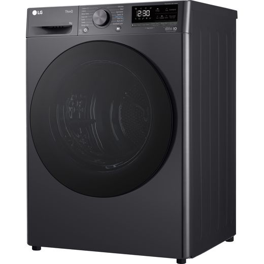 LG FDV709GN Wifi Connected Heat Pump Tumble Dryer - Slate Grey - Left perspective shot
