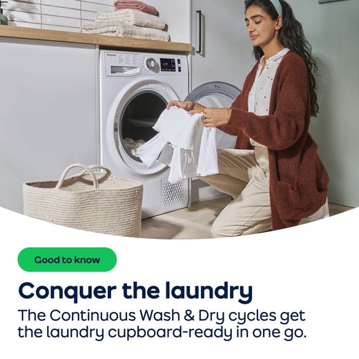 Hotpoint Fabric Care Pro HPD 9693 CARE UK 9Kg / Washer Dryer with 1400 rpm - White - AO Annotation - Continuous