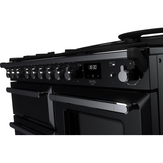 Rangemaster Dual Fuel Range Cooker - Black / Chrome - Control panel shot 