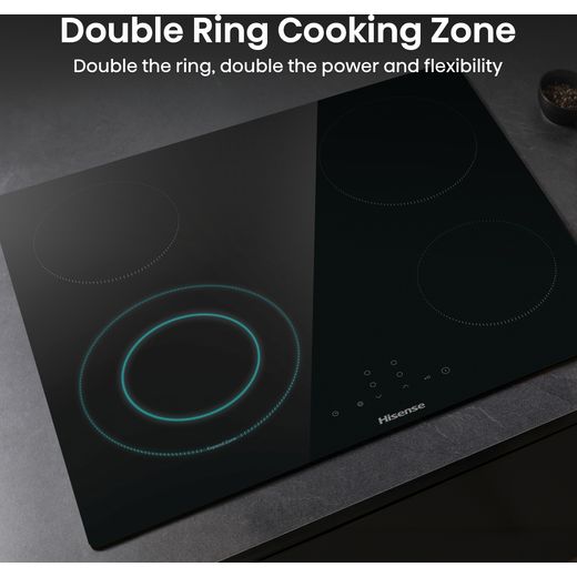 Hisense Hi2 HIPK2ABP60CE Built In Electric Single Oven and Ceramic Hob Pack - Annotation - Double ring cooking zone shot