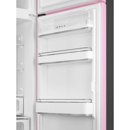 Smeg 50s Style Retro Right Hand Hinge FAB30RPK6UK 172cm 80/20 Fridge Freezer - Pink - Door open