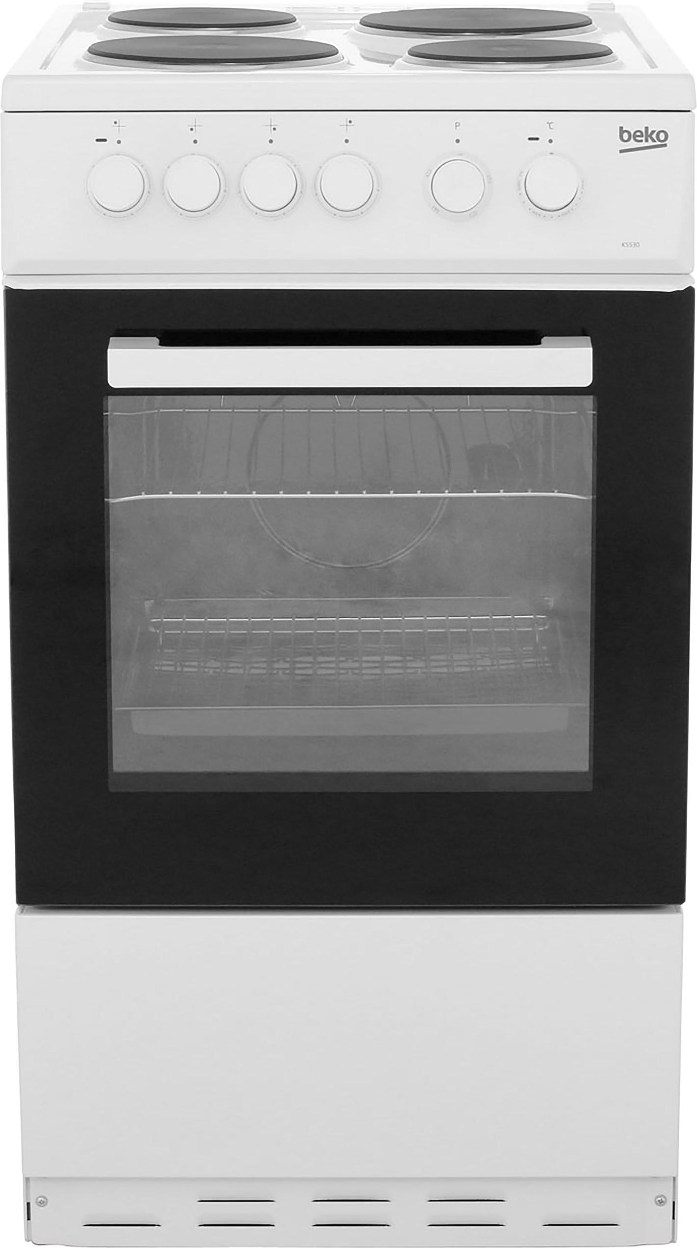 Beko KS530W 50cm Electric Cooker with Solid Plate Hob - White - A Rated, White