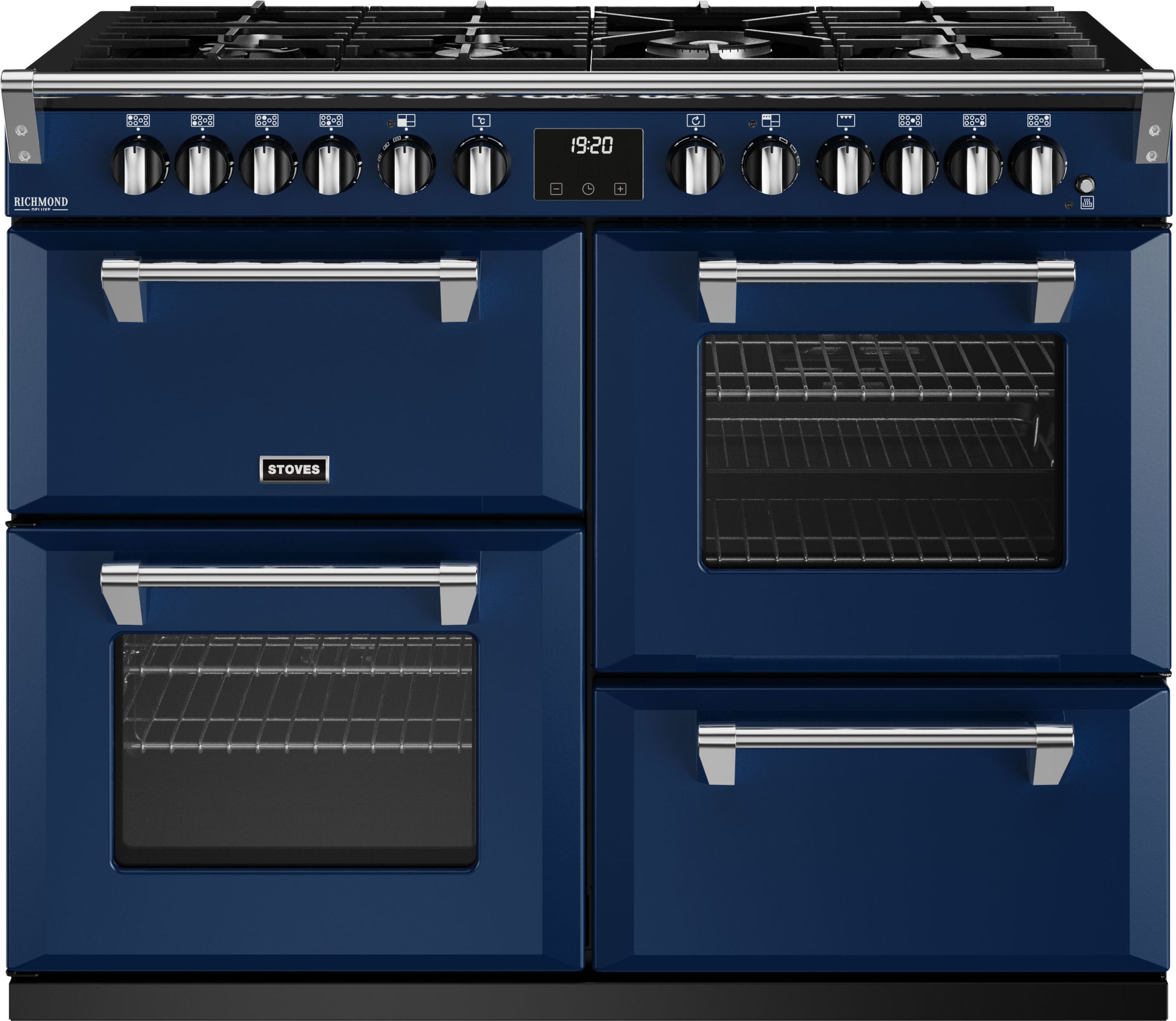 Stoves Richmond Deluxe ST DX RICH D1100DF MBL 110cm Dual Fuel Range Cooker - Midnight Blue - A Rated, Blue