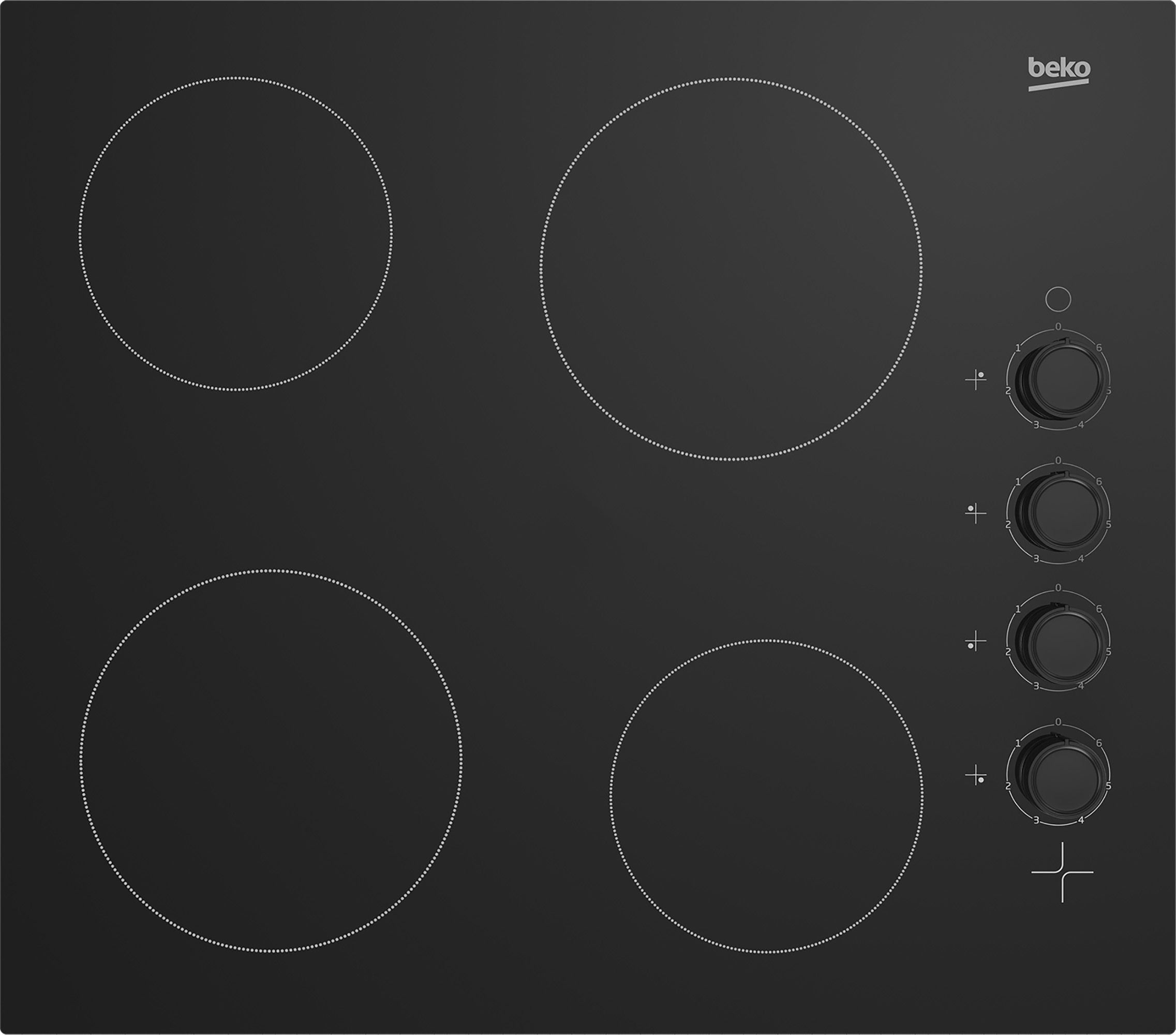 Beko HIC64102 Ceramic Hob - 4 Zone, Black, 58cm