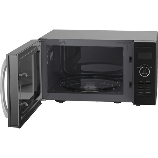 Beko Compact Solo MOF25310B 28cm High, Freestanding Small Solo microwave - Black - Front with door open shot 