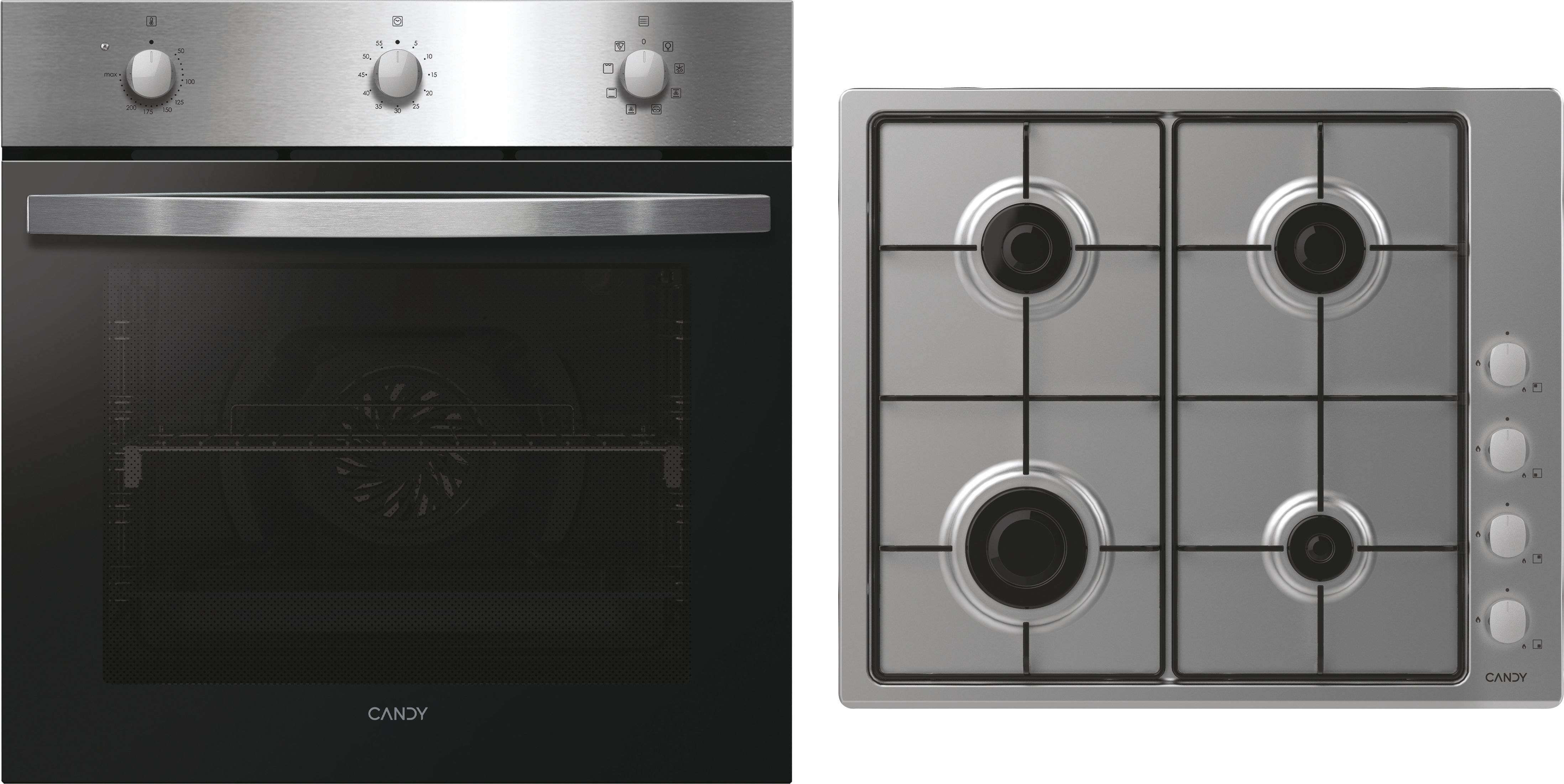 Candy Oven & Hob Pack - Built-in Electric Oven - 65L Capacity - Stainless Steel