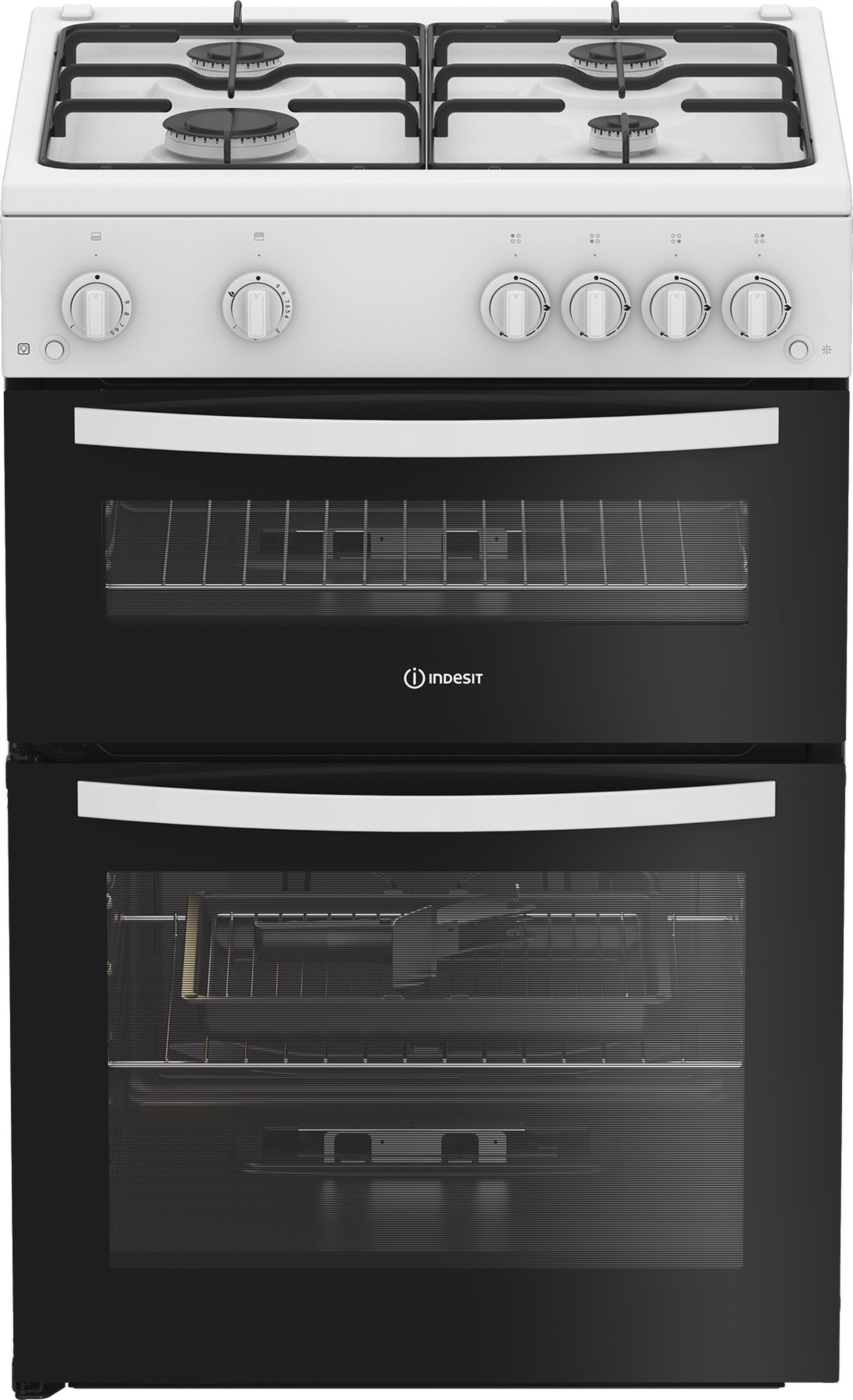 Image of Indesit IDG6GW 60cm wide Double Oven Gas Cooker - White - A+/A Rated, White