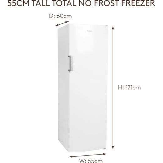 Haden HZ204FF 171cm Upright Freezer - White - Dimensions