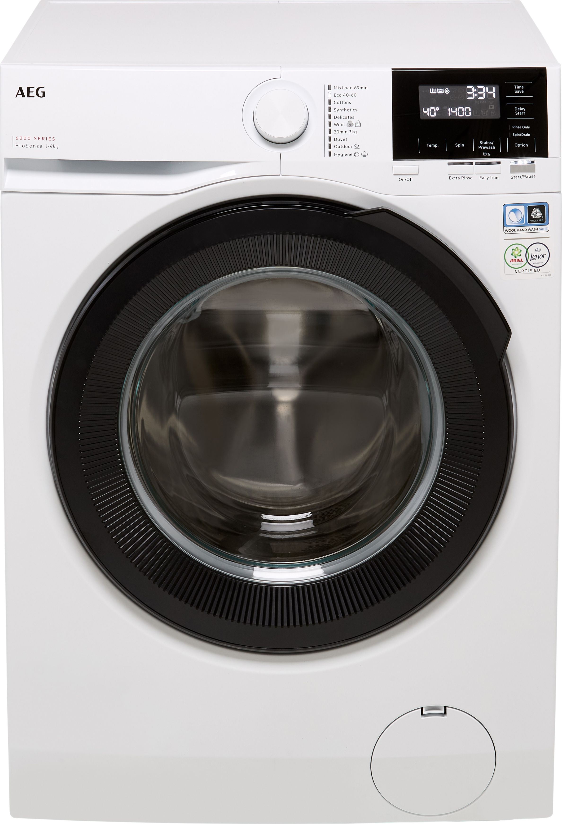 AEG ProSense Technology LFR61944B 9kg Washing Machine with 1400 rpm - White - A Rated, White