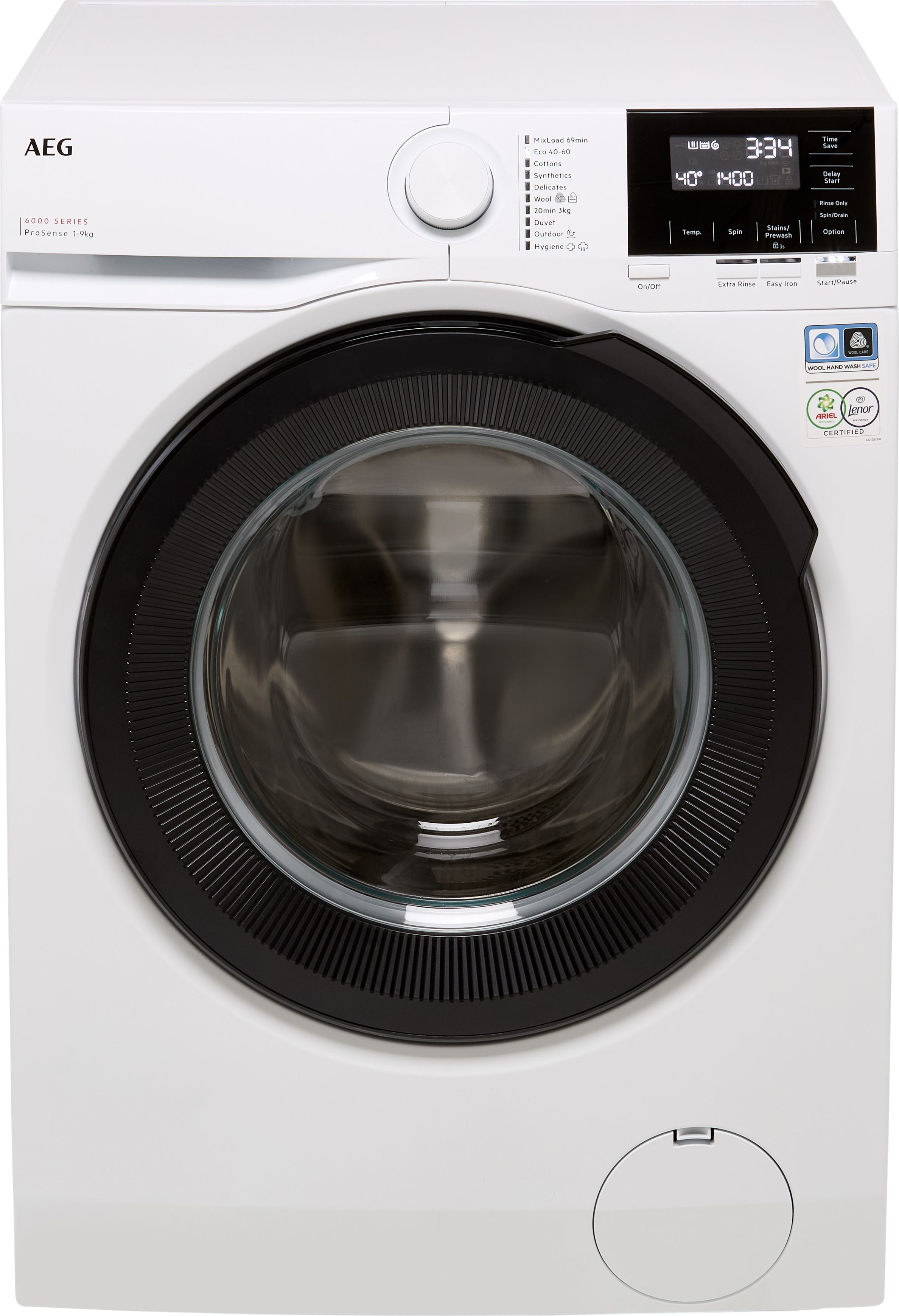 Image of AEG ProSense® Technology LFR61944B 9kg Washing Machine with 1400 rpm - White - A Rated, White