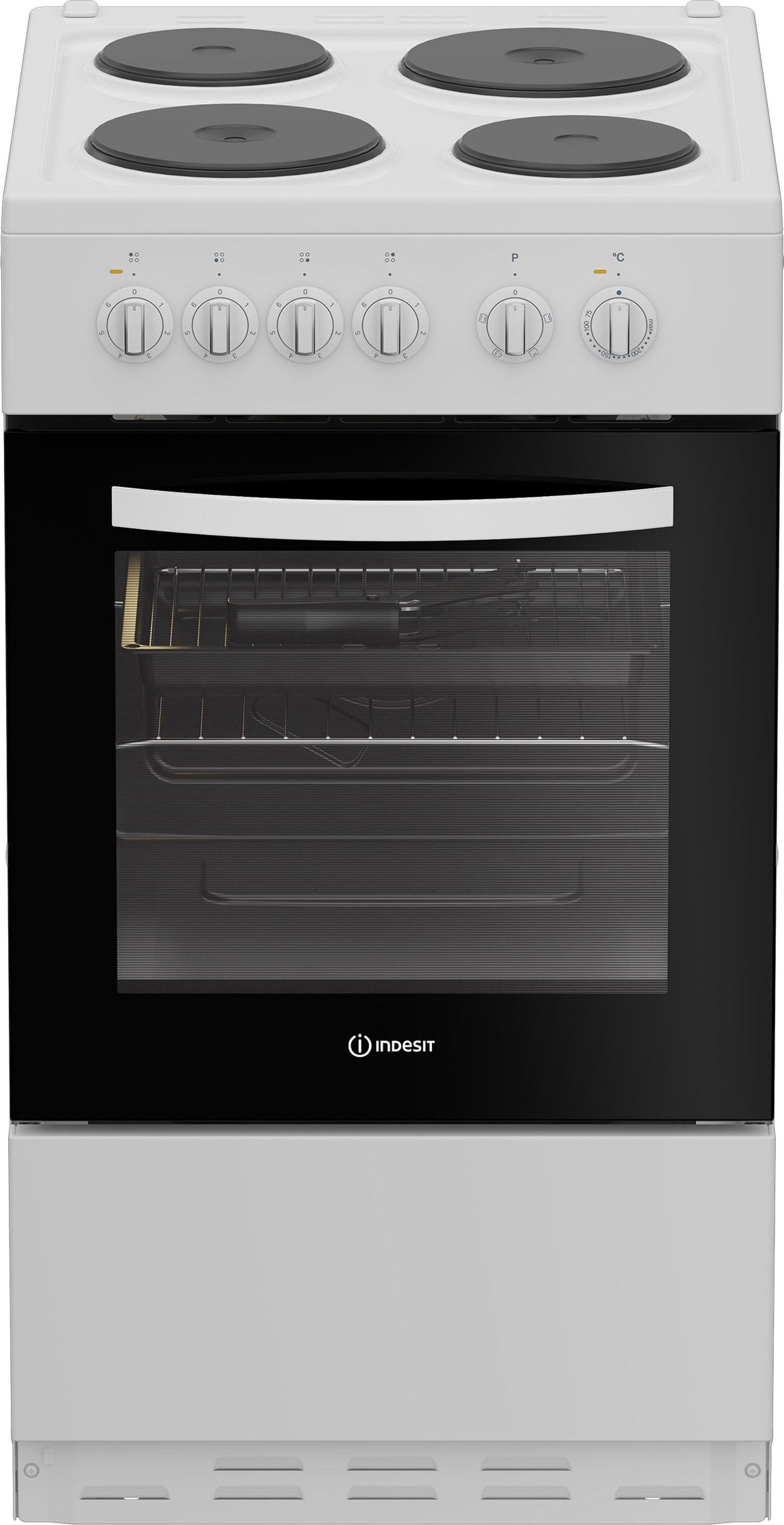 Image of Indesit I5E3KMW 50cm Wide Single Oven Electric Cooker with Solid Plate Hob - White - A Rated, White