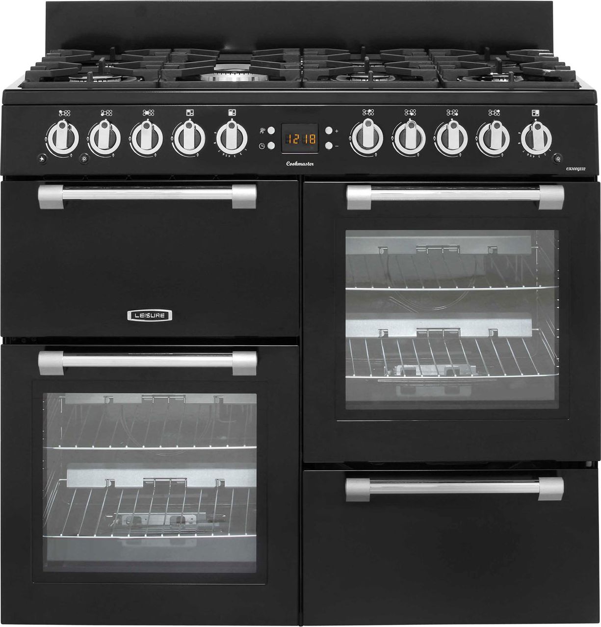 Image of Leisure Cookmaster CK100G232K 100cm wide Gas Range Cooker - Black - A+/A Rated, Black