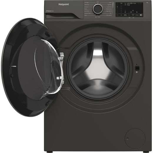 Hotpoint FabicCare HBCA 93G CARE UK 9kg Washing Machine with 1400 rpm - Graphite - Door open