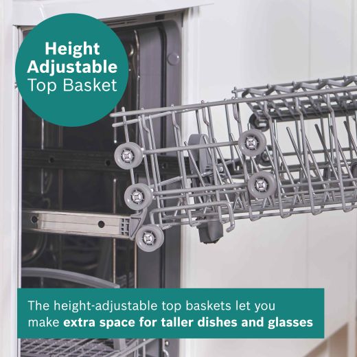 Bosch Series 2 Standard Dishwasher - White - Annotation - Height adjustable top basket
