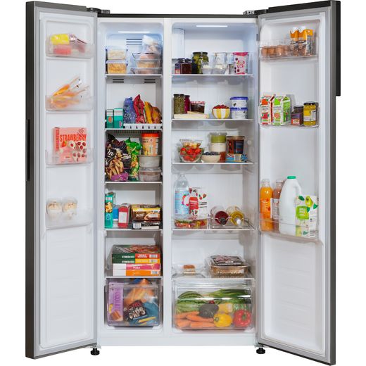 Russell Hobbs American Fridge Freezer - Black Steel - Doors open