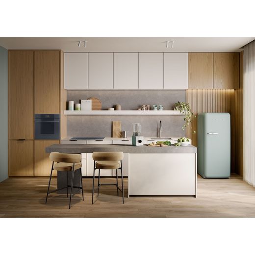 Smeg Right Hand Hinge FAB28RDSA6 153cm High Small Fridge with Ice Box - Sea Salt Green - Fridge in kitchen
